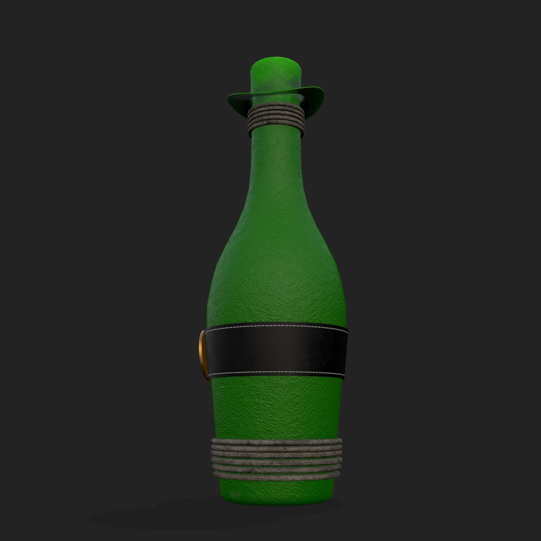 St Patricks Day Bottle Low-poly 3D model_3