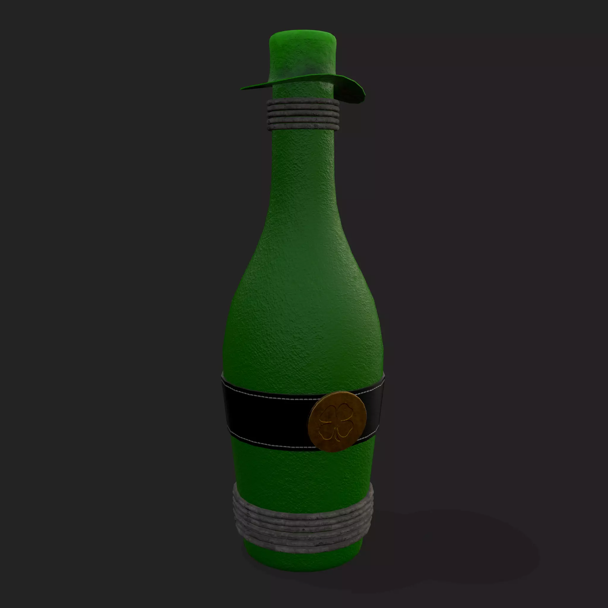 St Patricks Day Bottle Low-poly 3D model_0
