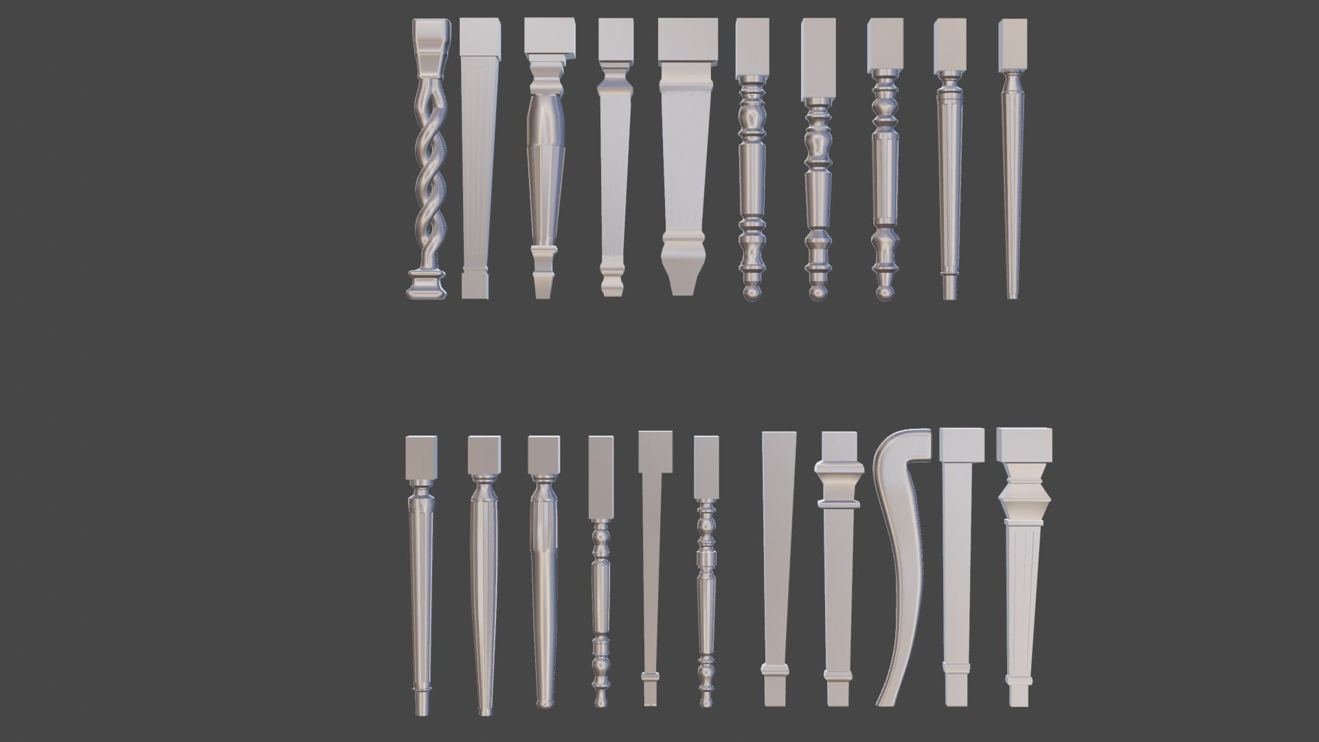 chair leg styles 3D model CGTrader