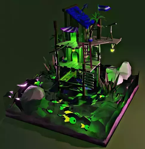 3d model for a water hut