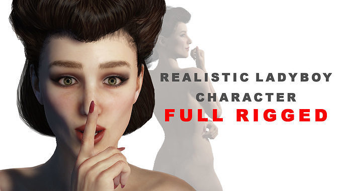 3D Realistic Ladyboy Character Naked Low-poly 3D model