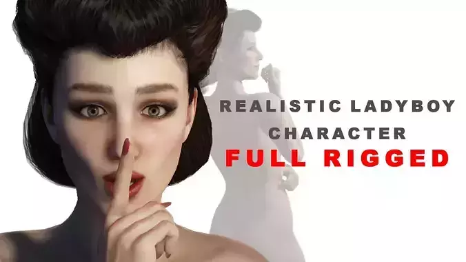 3D Realistic Ladyboy Character Naked Low-poly 3D model