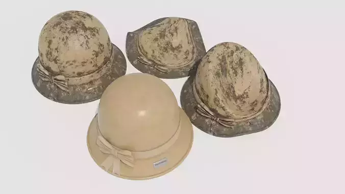 cloche hat with dirty and clean pbr textures 