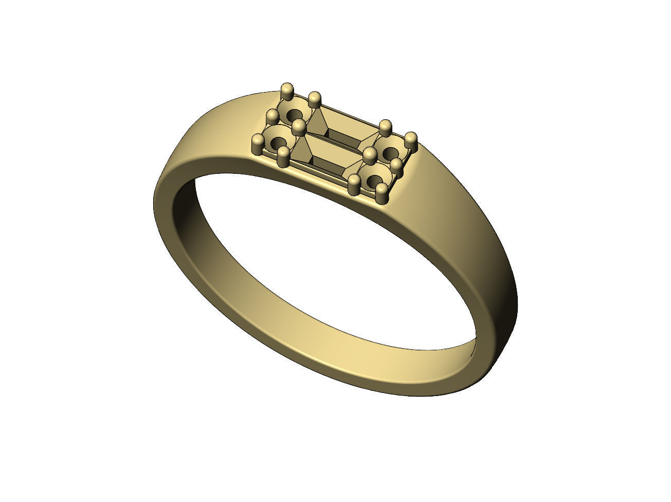 Diamond cluster rectangular ring Us sizes 5to9 3D model 3D printable ...
