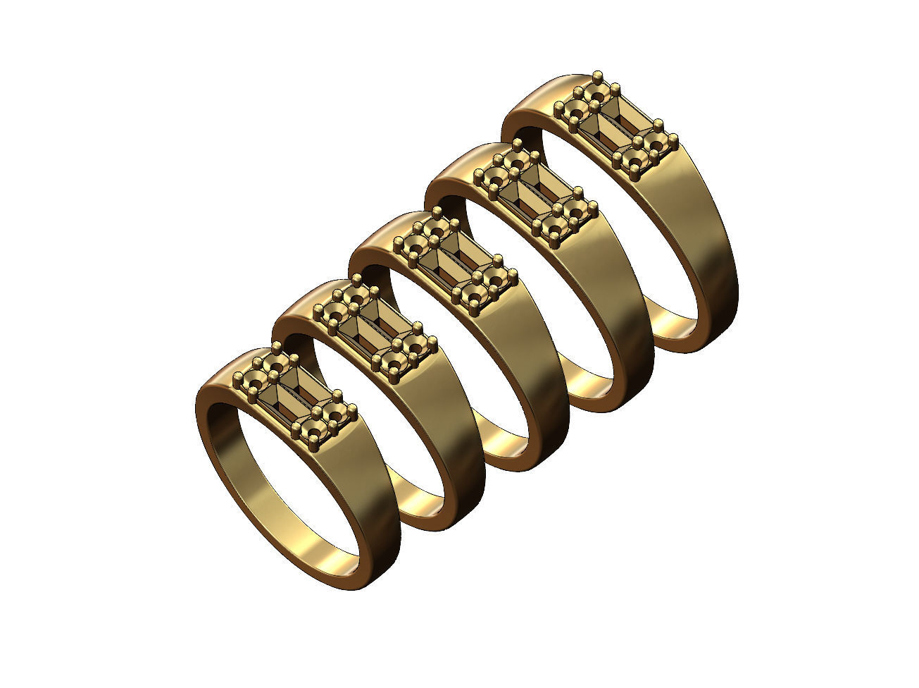 Diamond cluster rectangular ring Us sizes 5to9 3D model 3D printable ...