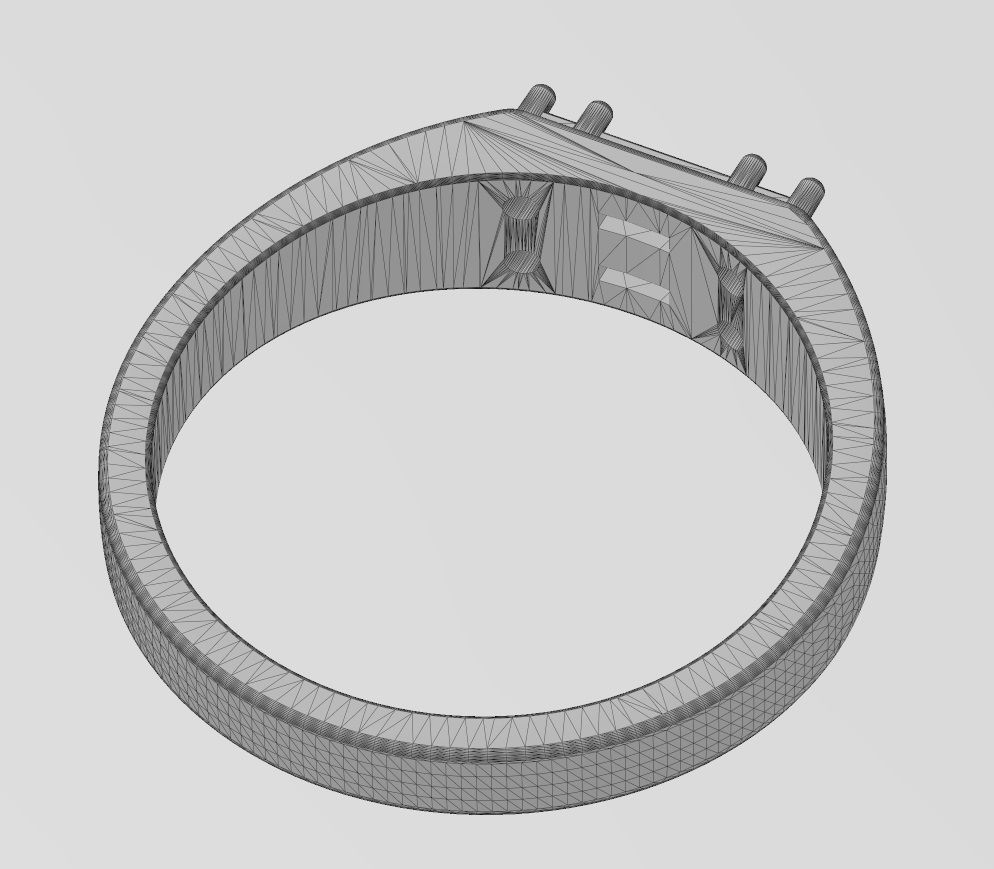 Diamond cluster rectangular ring Us sizes 5to9 3D model 3D printable ...