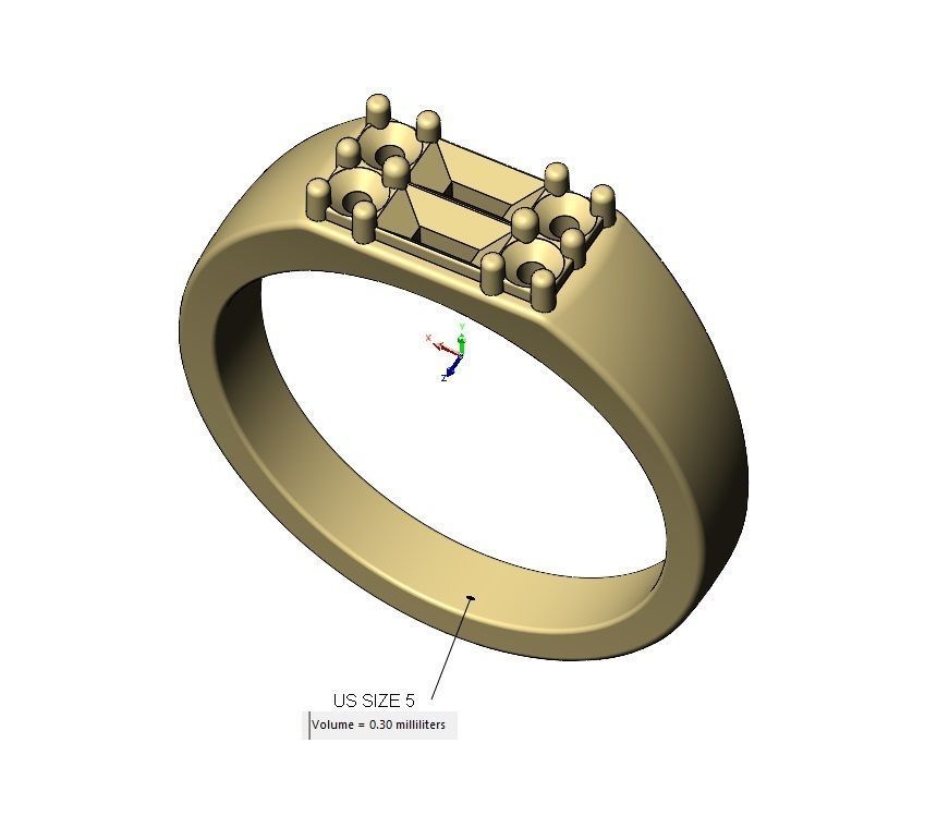 Diamond cluster rectangular ring Us sizes 5to9 3D model 3D printable ...