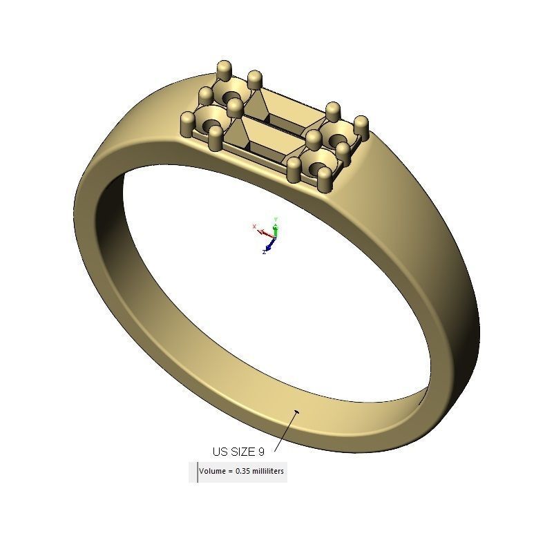 Diamond cluster rectangular ring Us sizes 5to9 3D model 3D printable ...