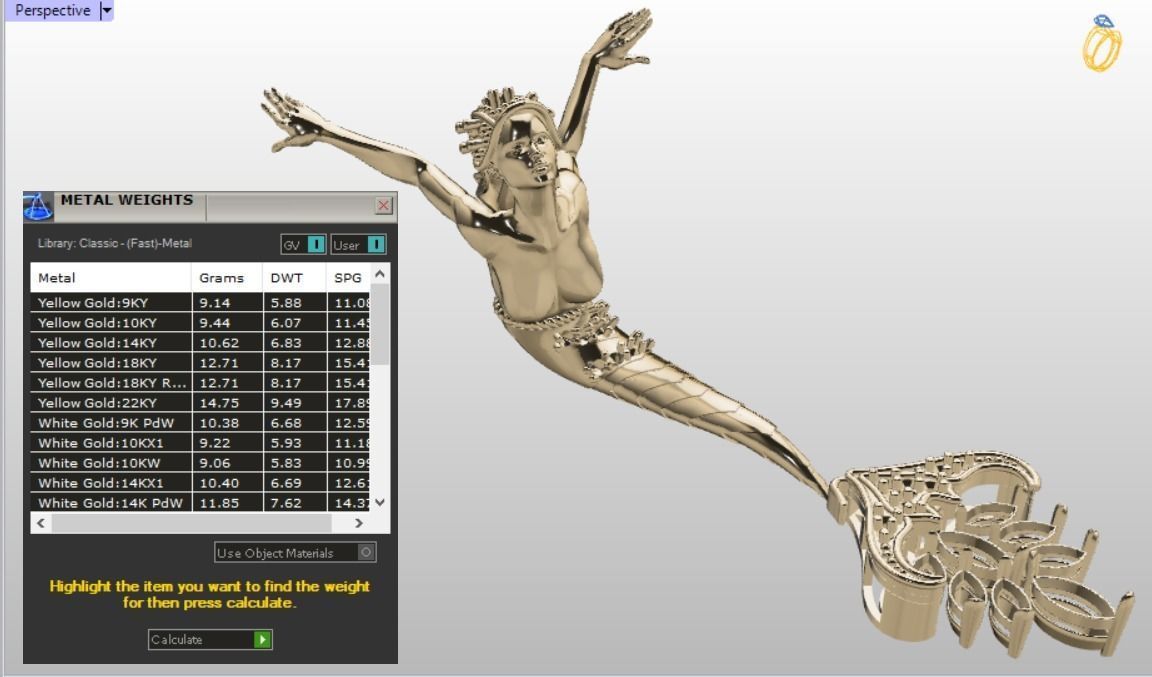 mermaid magerit pendant 3D print model_7