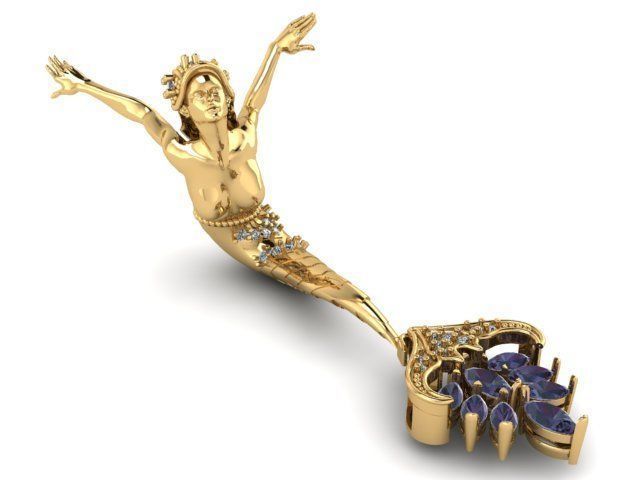 mermaid magerit pendant 3D print model_25