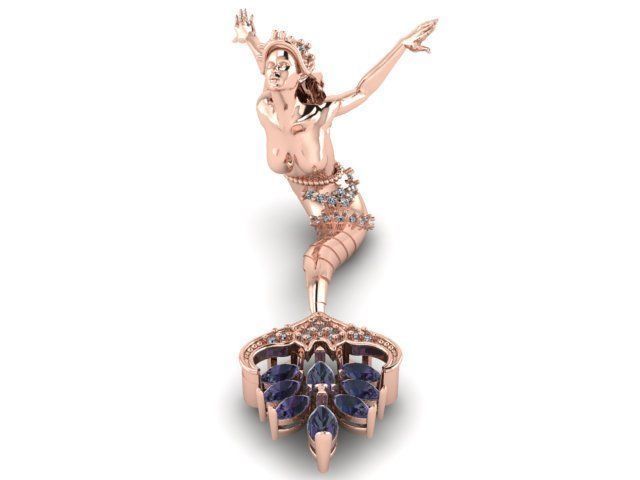 mermaid magerit pendant 3D print model_12