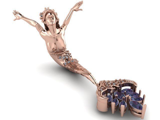 mermaid magerit pendant 3D print model_26