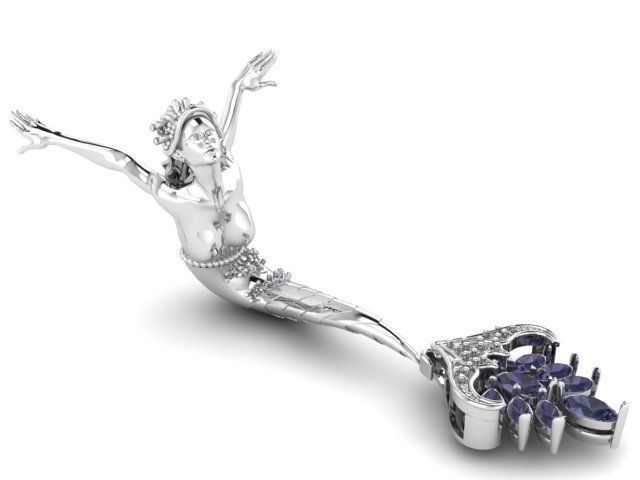 mermaid magerit pendant 3D print model_2