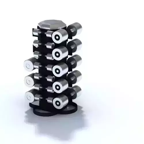 Silver Metal Dumbbells With Stand