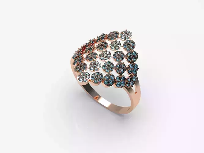 Diamond ring silver gold printable jewelry 3D model