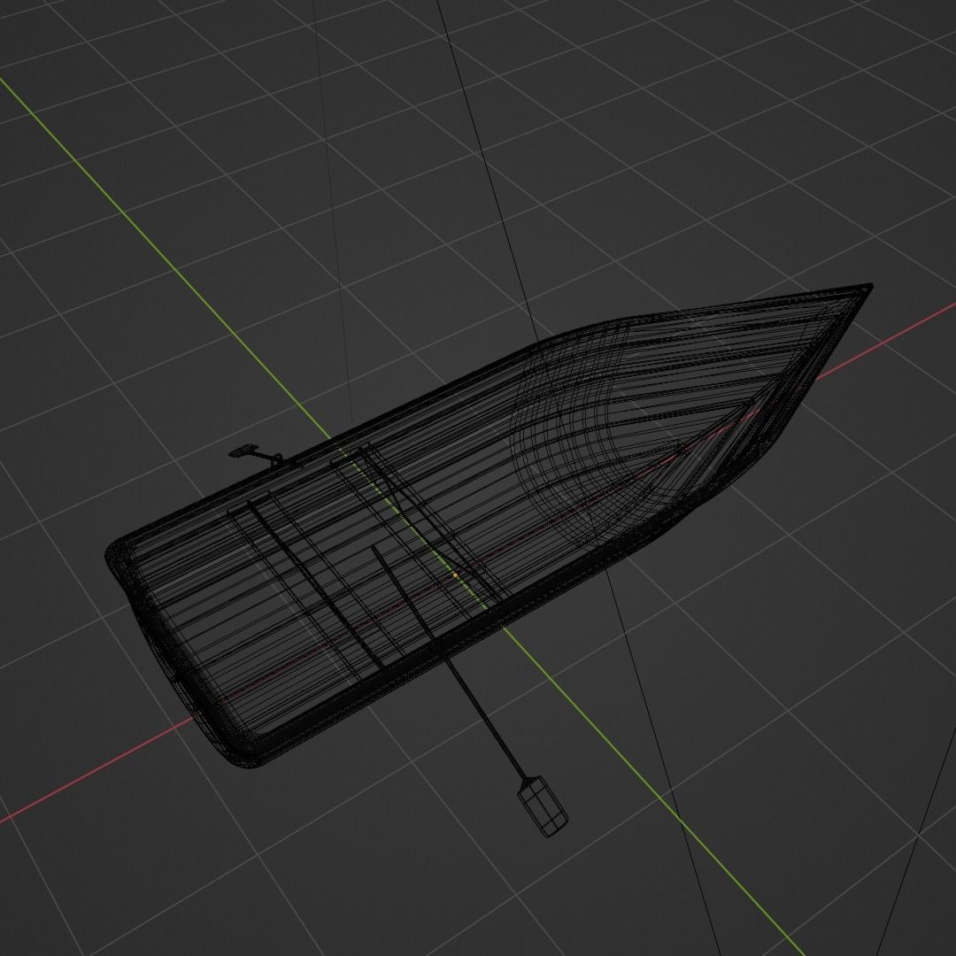 boat lowpoly wooden 3D model_2