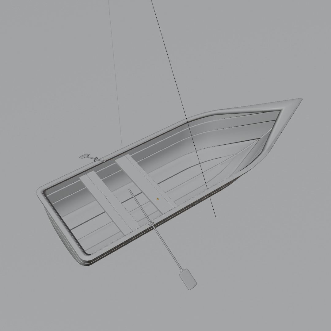 boat lowpoly wooden 3D model_1