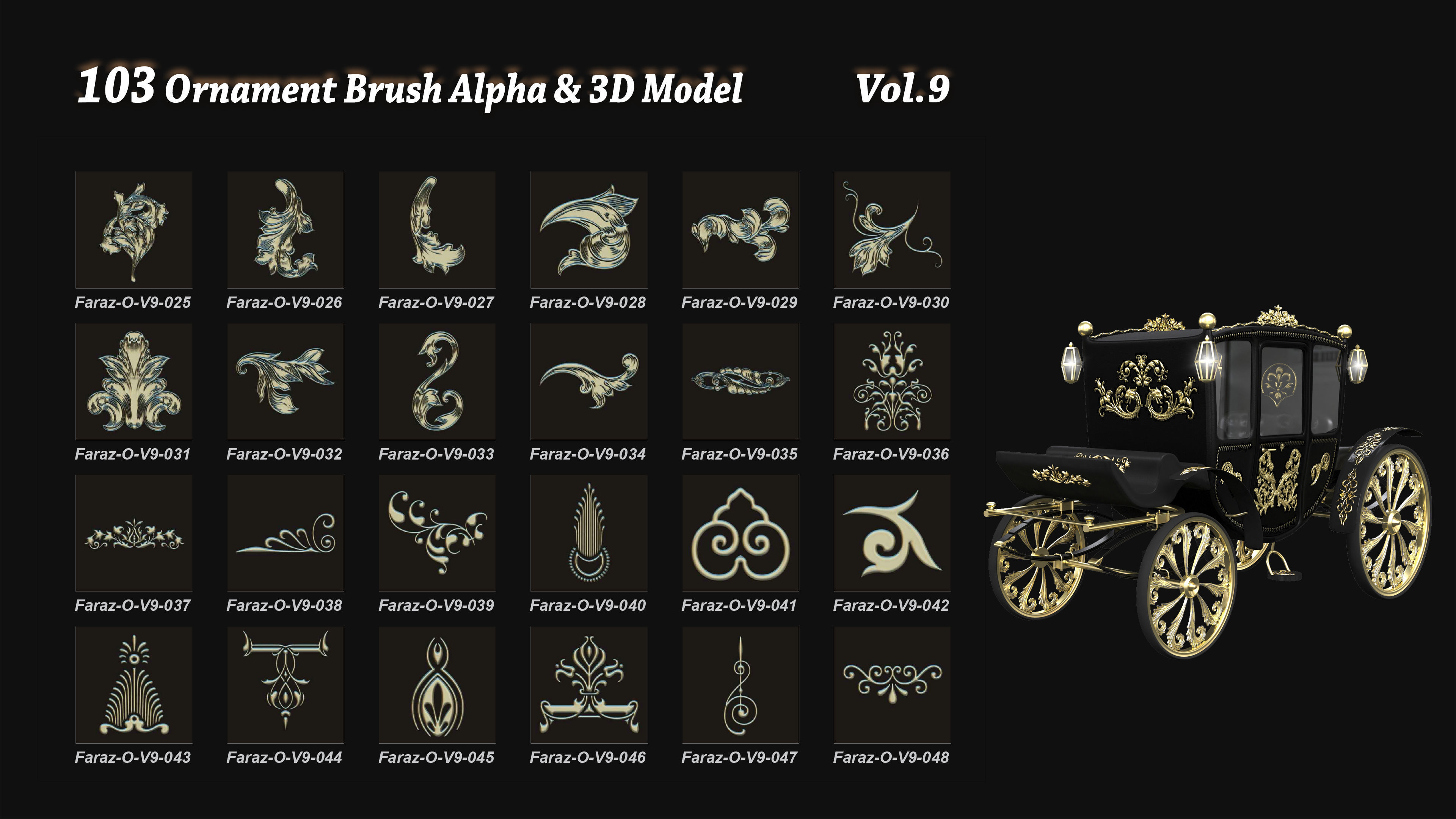 103 Ornament Brush Alpha 3D Model Vol 9 3D model_2