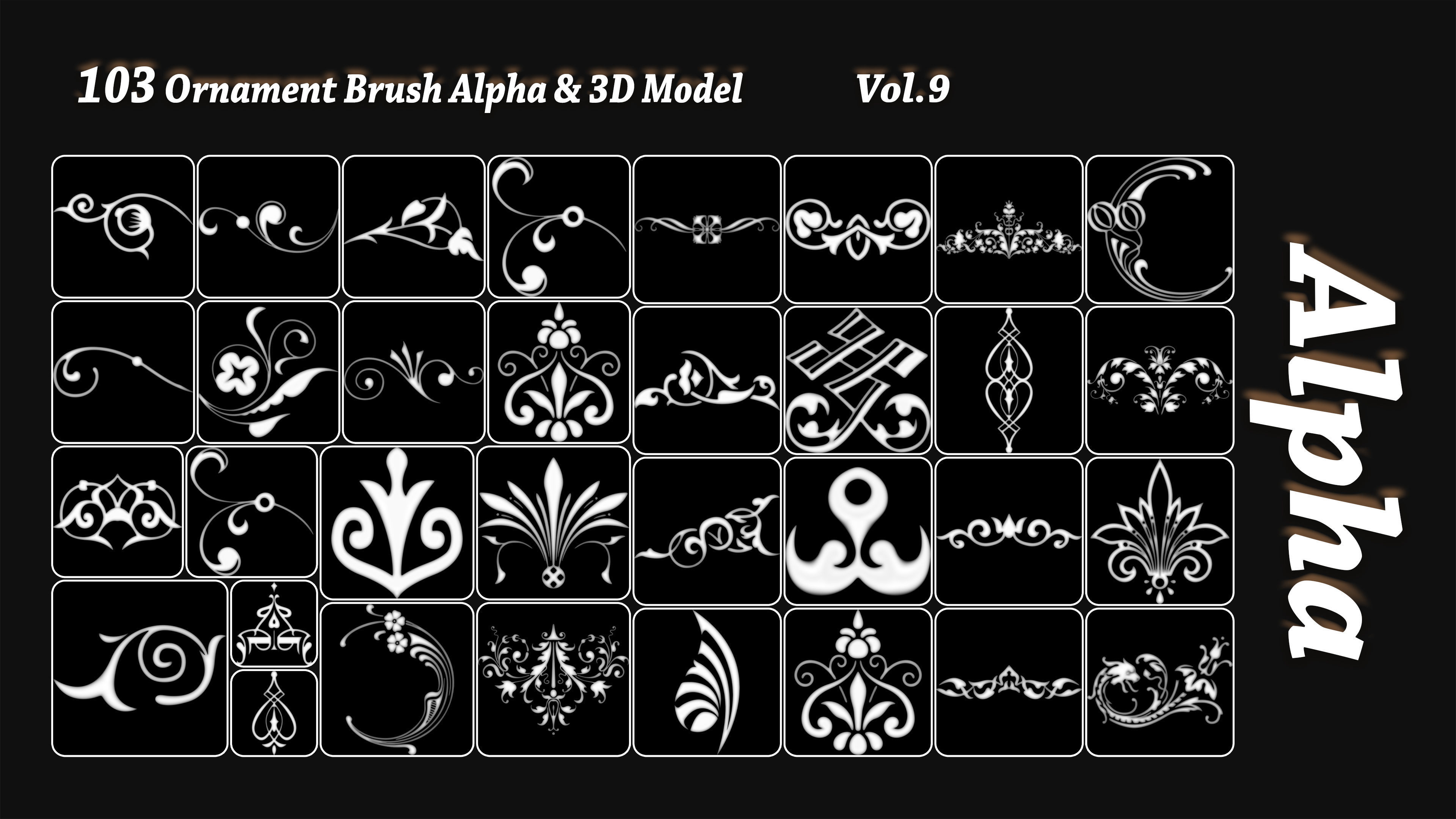 103 Ornament Brush Alpha 3D Model Vol 9 3D model_8
