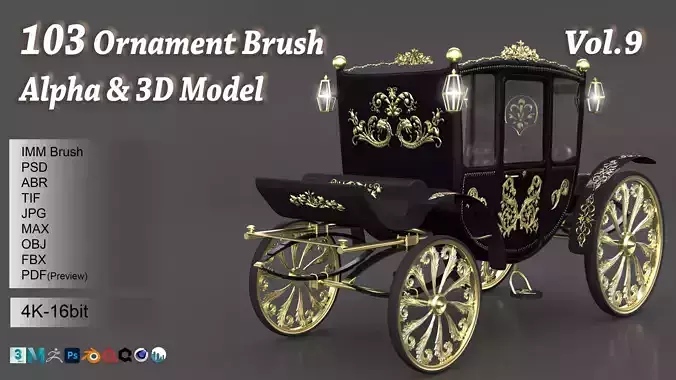 103 Ornament Brush Alpha 3D Model Vol 9