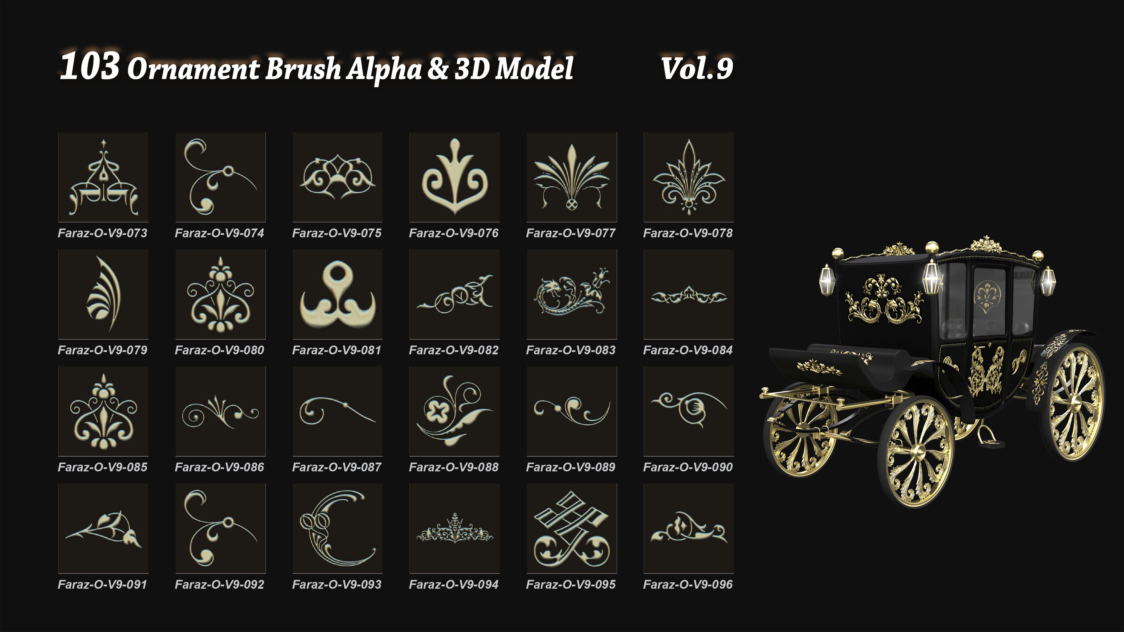 103 Ornament Brush Alpha 3D Model Vol 9 3D model_4