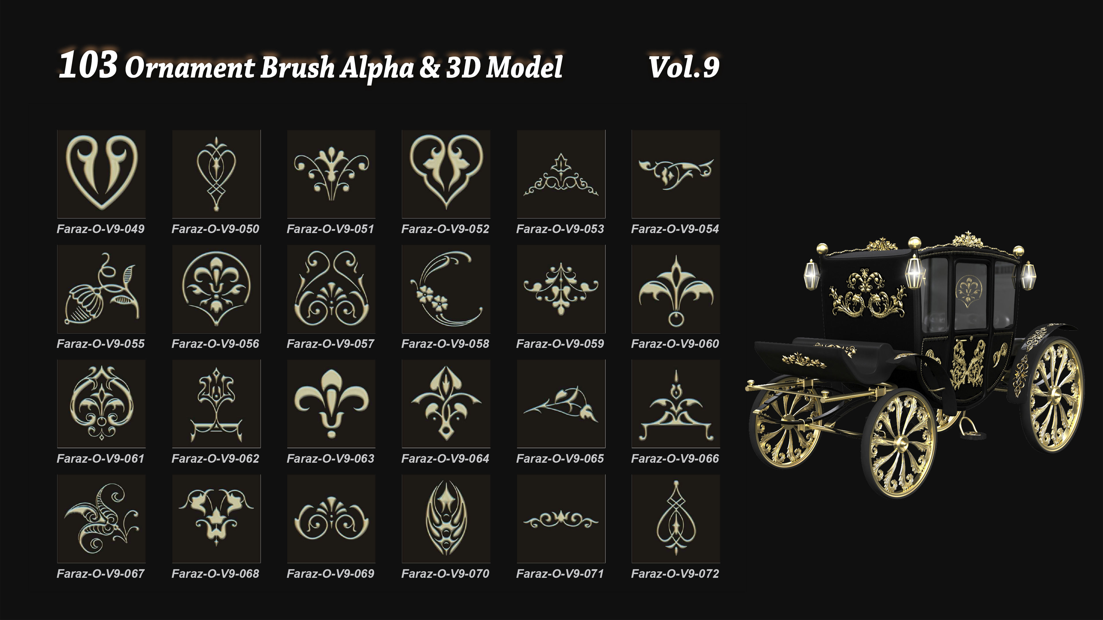 103 Ornament Brush Alpha 3D Model Vol 9 3D model_3