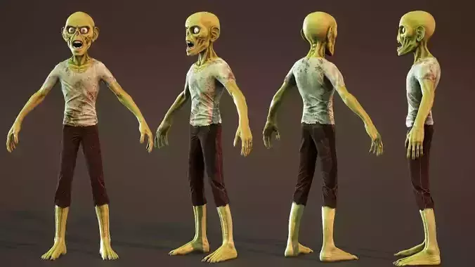 Zombie stylized game rady 3d model Low-poly 3D model