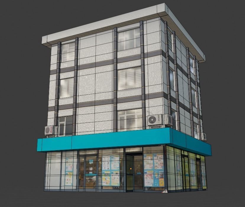 Architectural Building-4 Low-poly 3D model_5