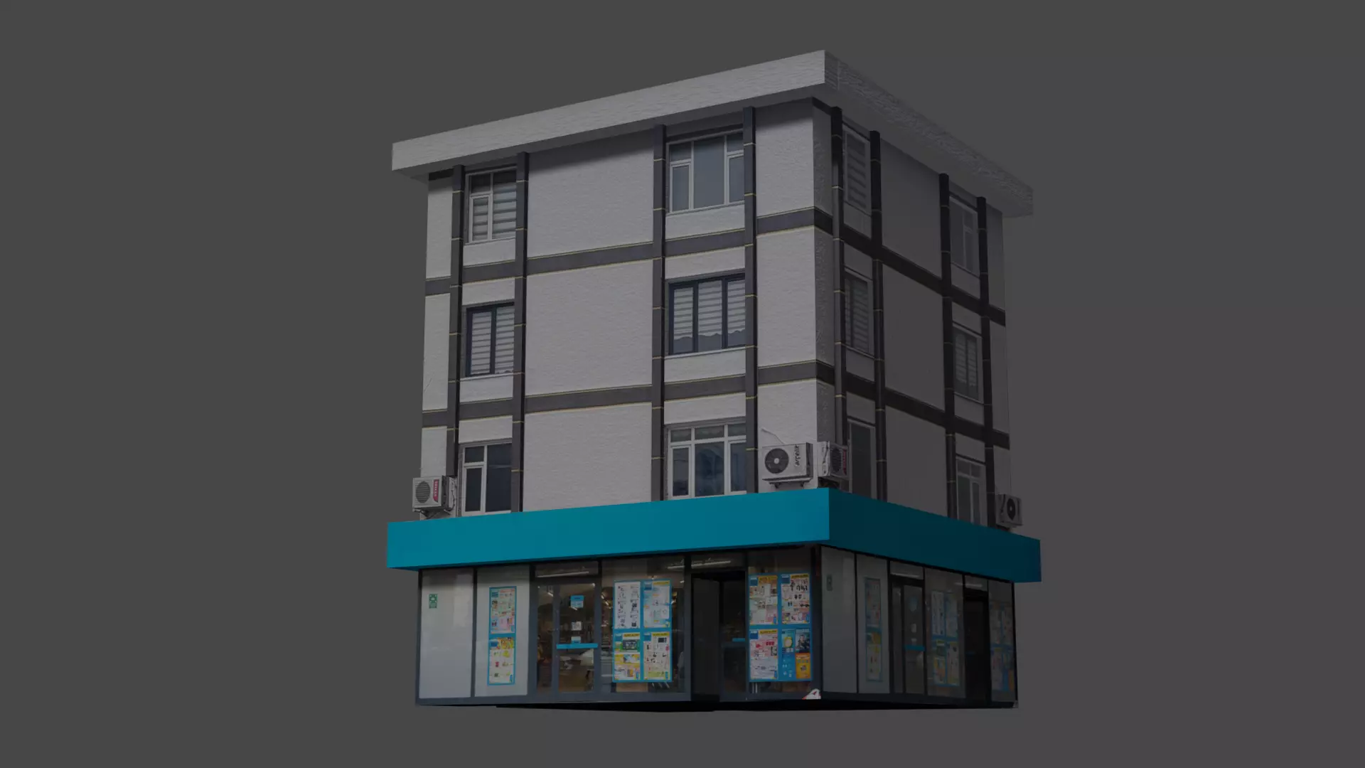 Architectural Building-4 Low-poly 3D model_0