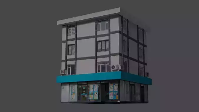 Architectural Building-4 Low-poly 3D model