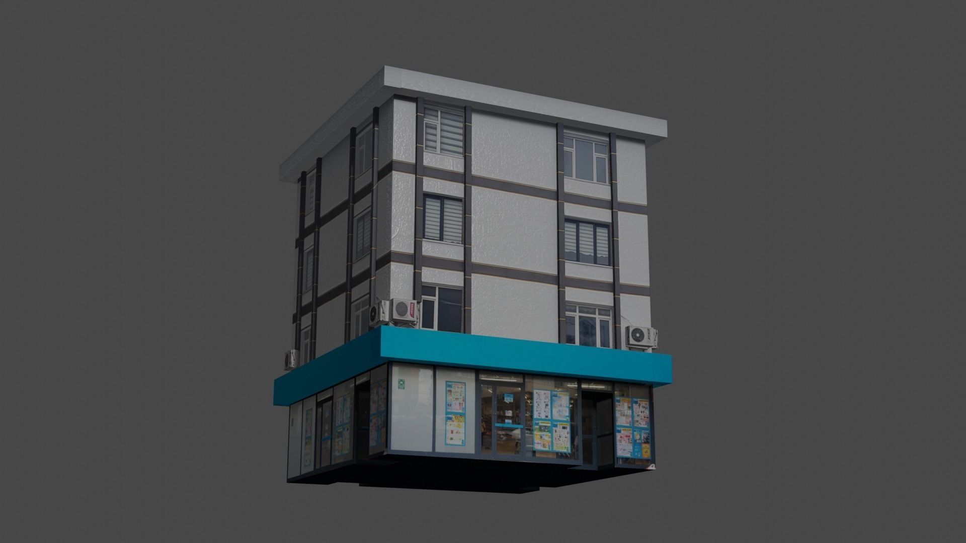 Architectural Building-4 Low-poly 3D model_1