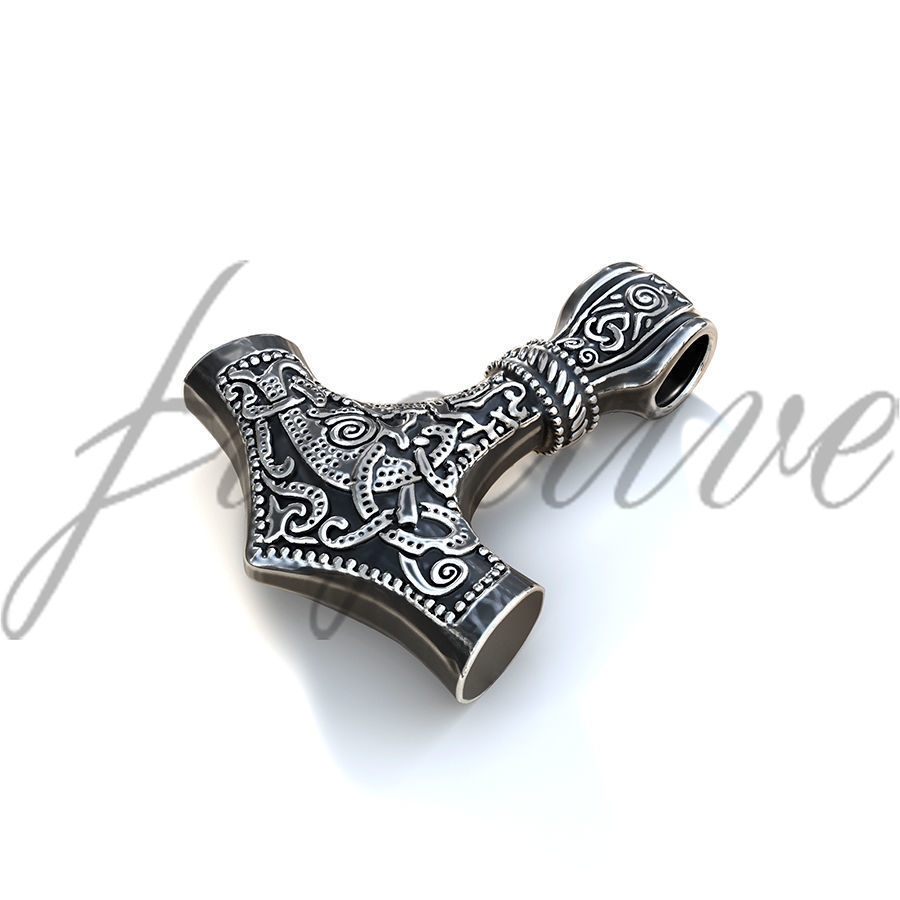 Thor Hammer Pendant 3D print model_1
