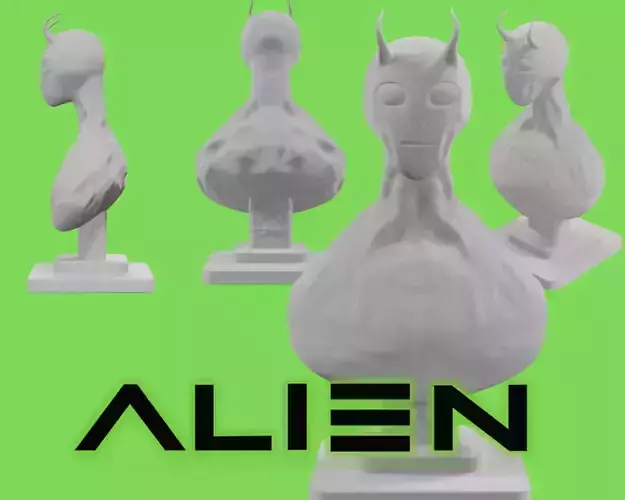 Grey Alien Bust 3D print model