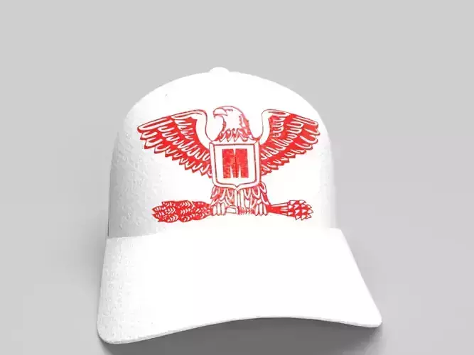 White Jeans Baseball Cap with a Bald Eagle and the Letter M