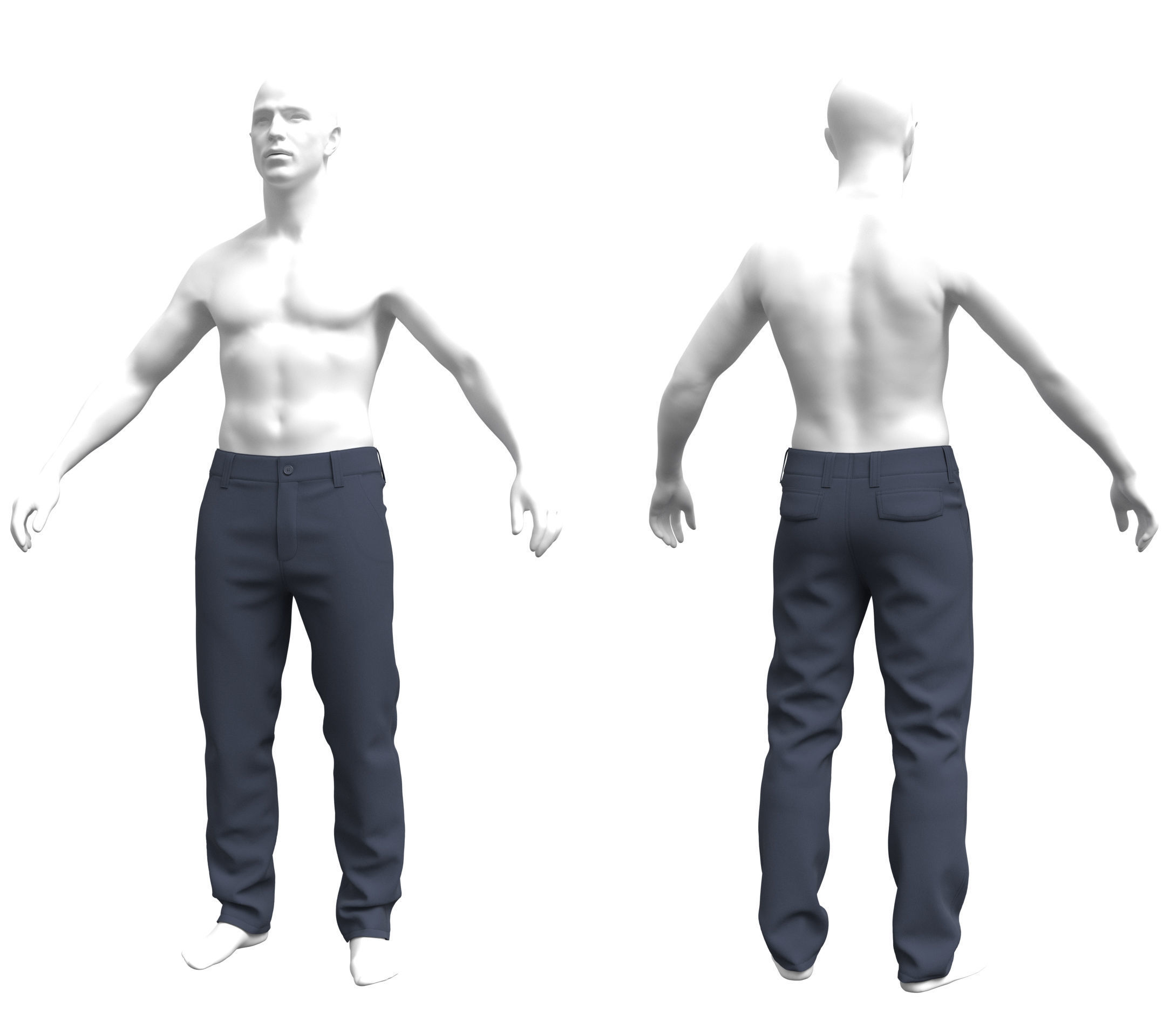 Mens Pants Basic - Marvelous Designer 3D model_1