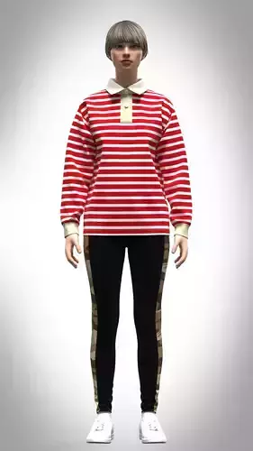 Womens Rugby Polo shirt Rigged model