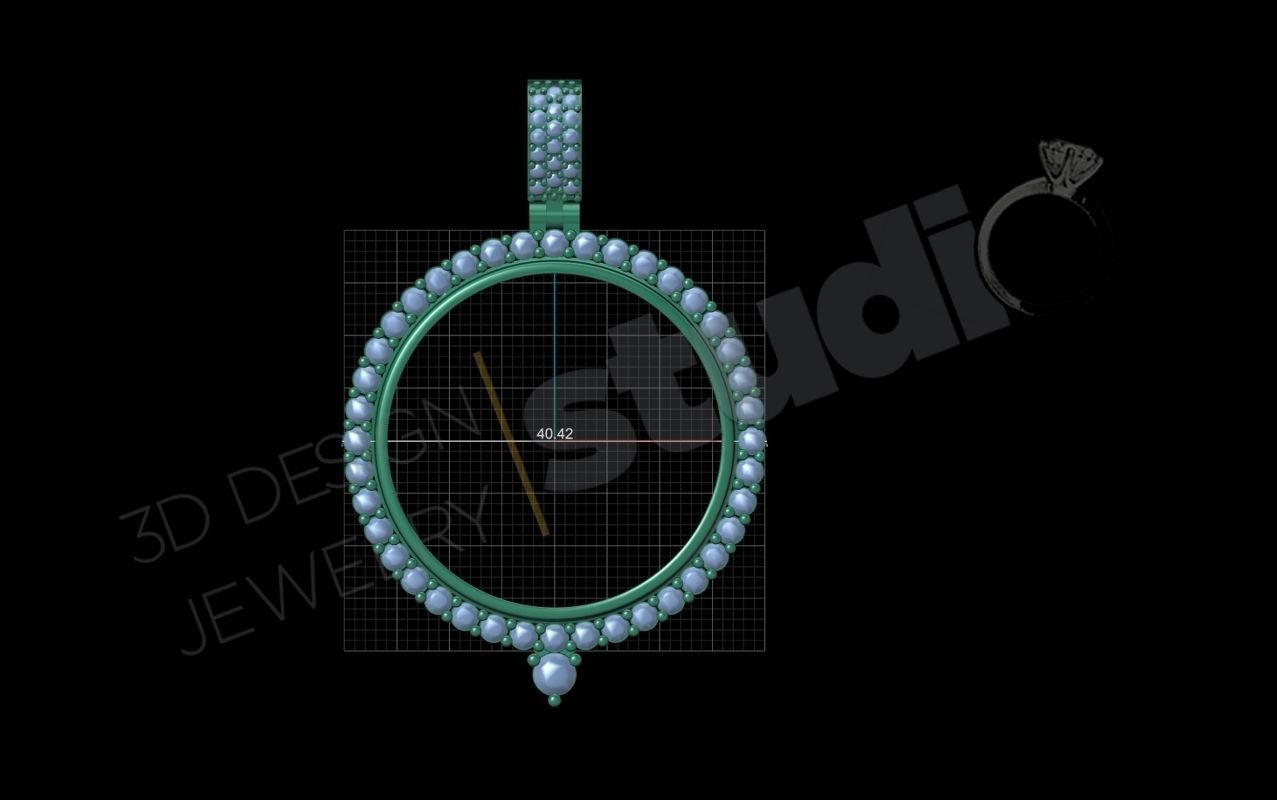 Highly detailed coin pendant with gems 3d model 3D print model_7