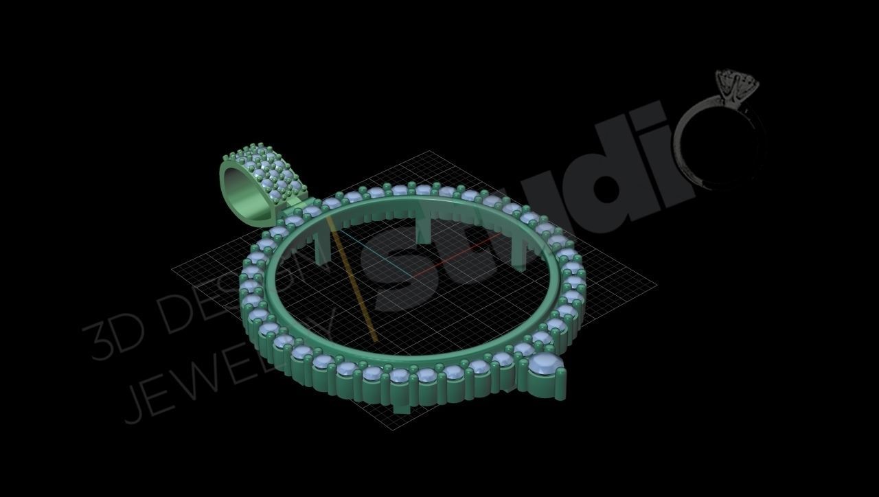 Highly detailed coin pendant with gems 3d model 3D print model_6