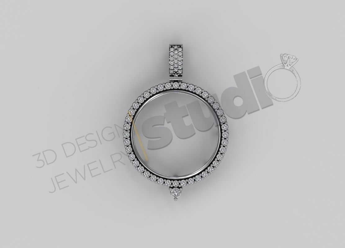 Highly detailed coin pendant with gems 3d model 3D print model_1