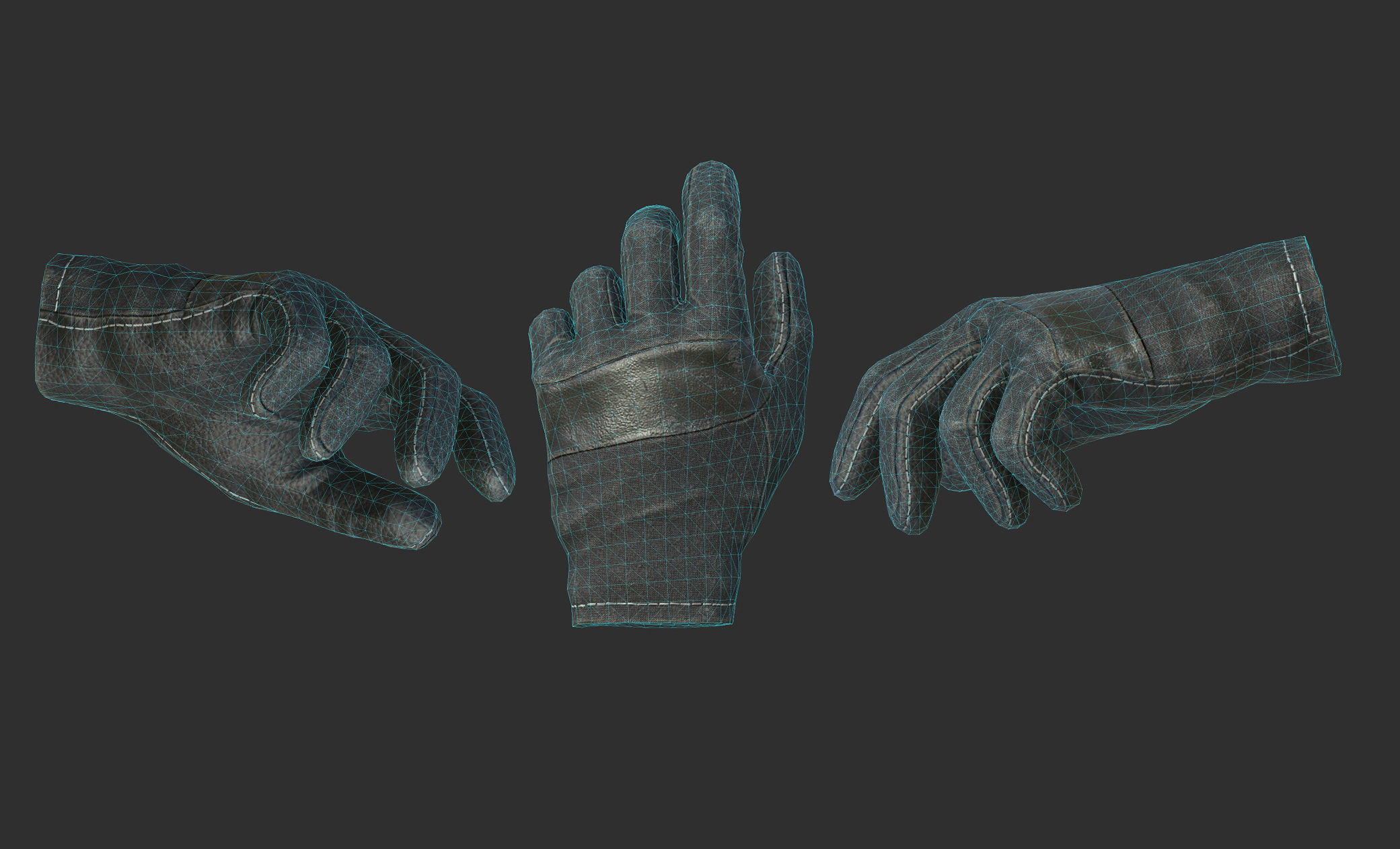 Tactical Gloves Low-poly 3D model_2