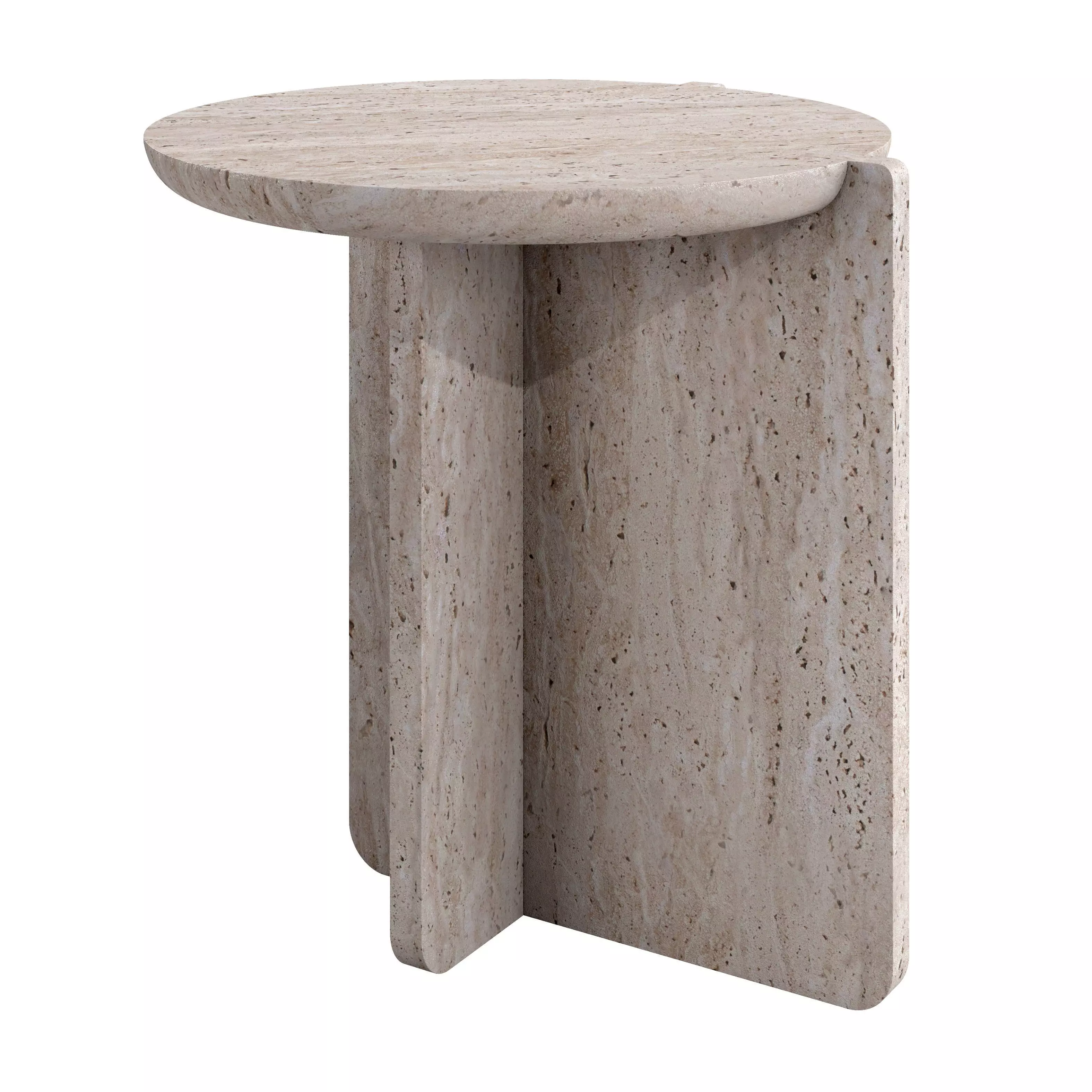 Notch travertine side table by Maami Home 3D model_0