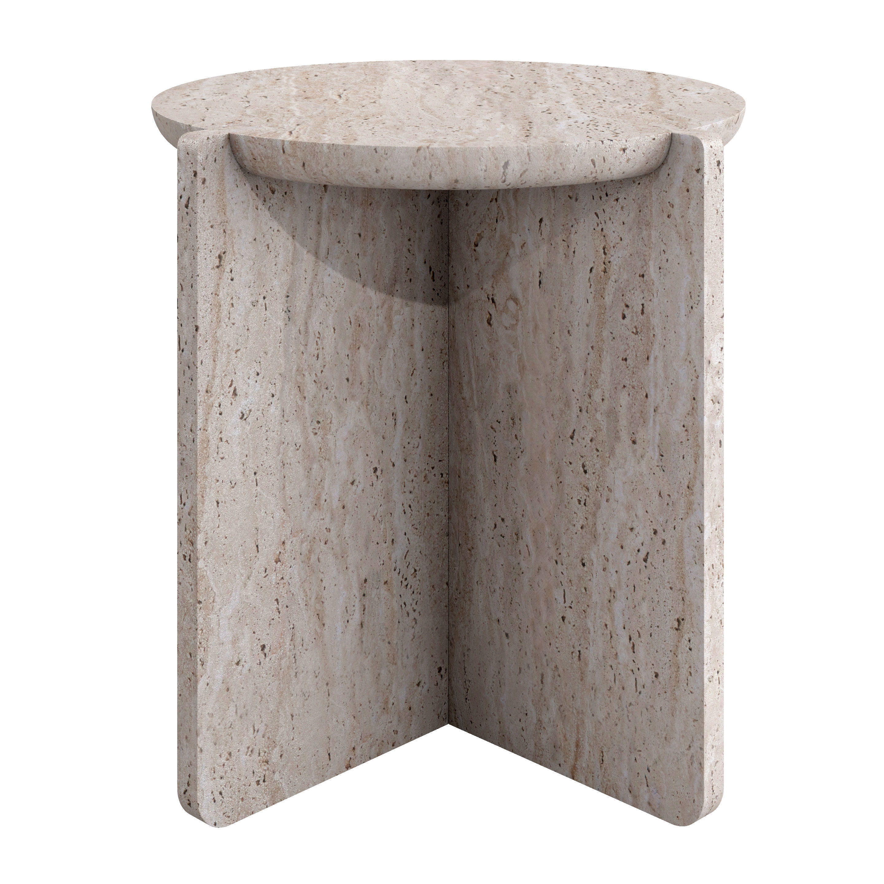 Notch travertine side table by Maami Home 3D model_1