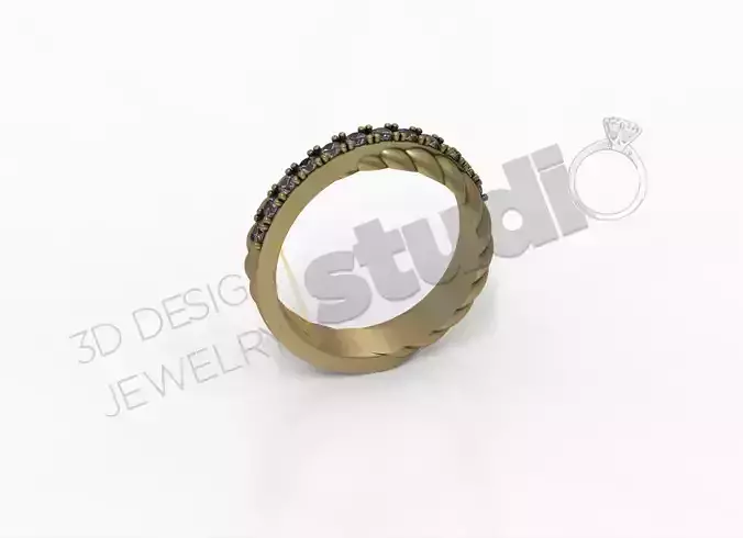 Detailed semi rope ring 3d model