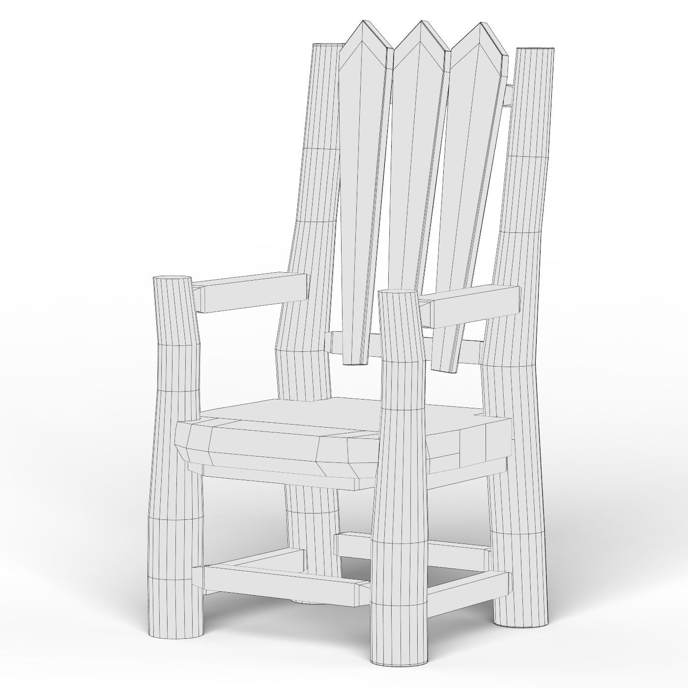 Wooden Chair 07 Low-poly 3D model_4