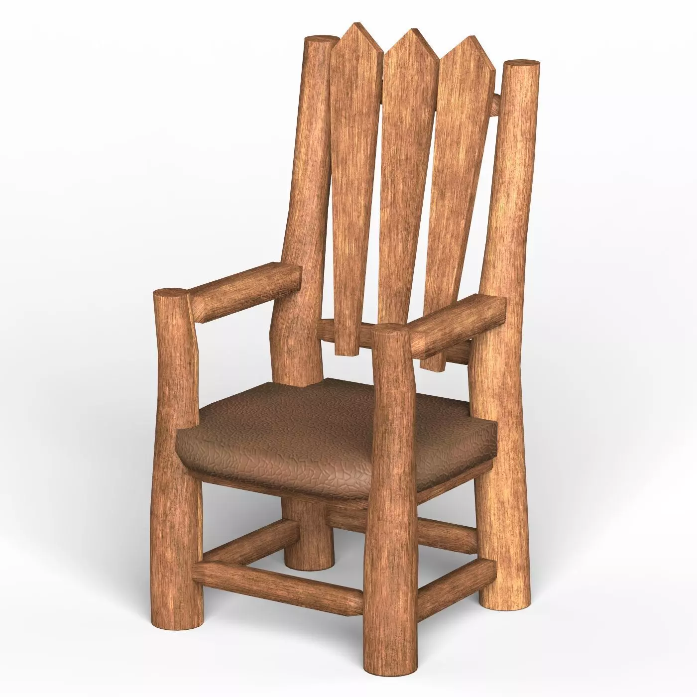 Wooden Chair 07 Low-poly 3D model_0