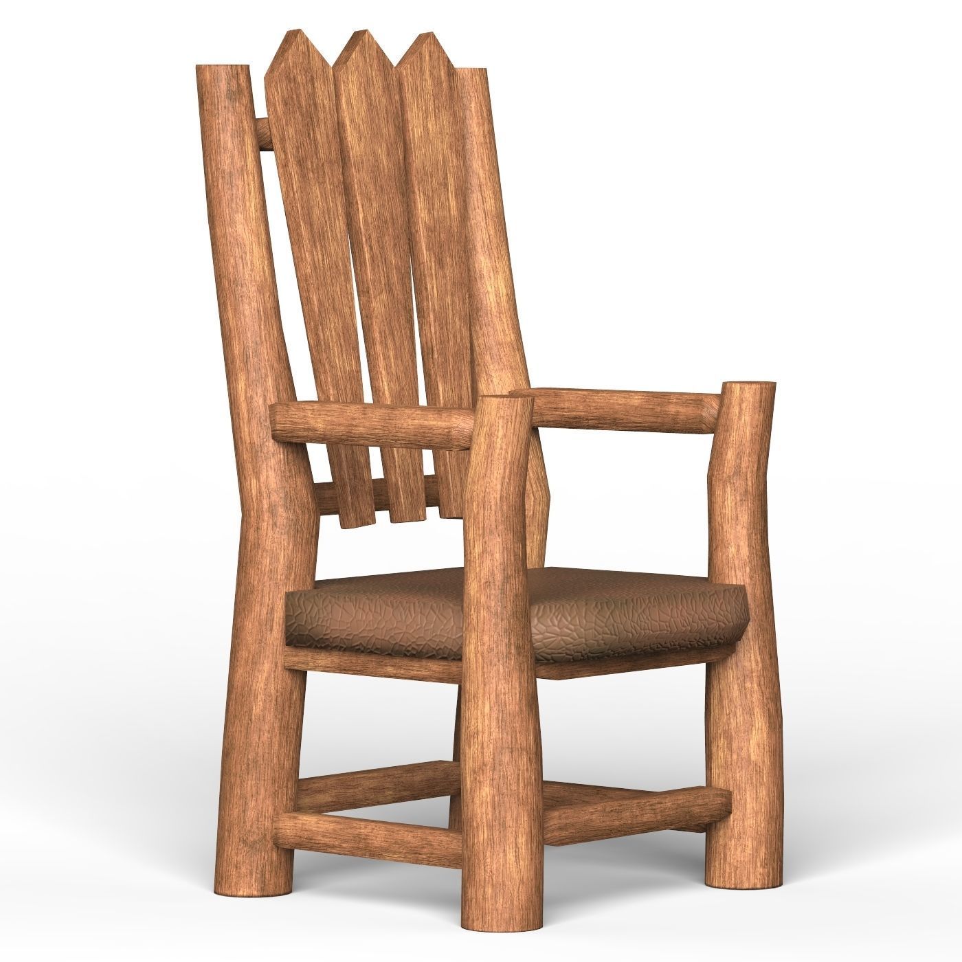 Wooden Chair 07 Low-poly 3D model_3