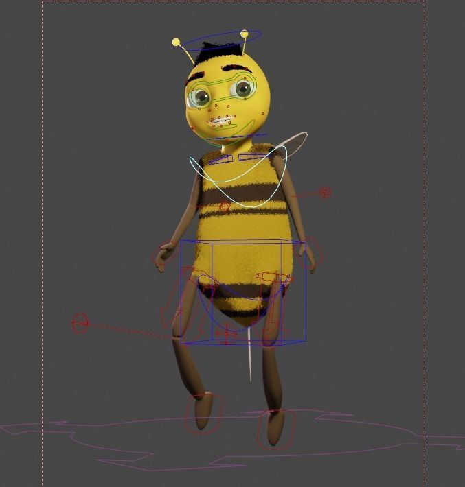 Cartoon Bee Low-poly 3D model_12