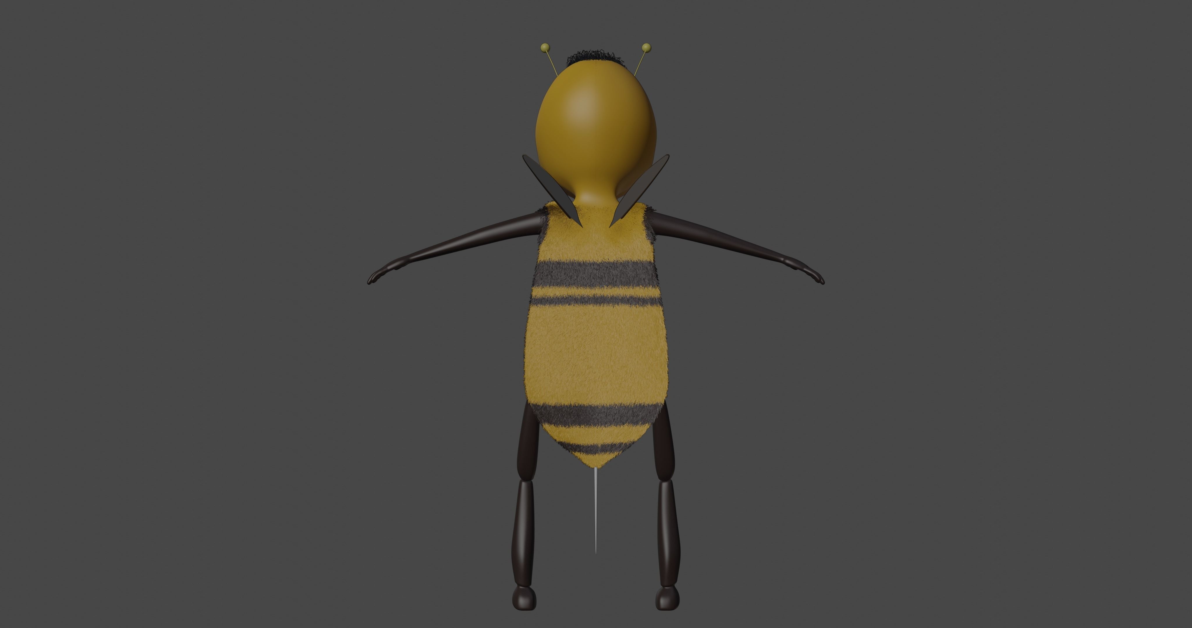 Cartoon Bee Low-poly 3D model_8