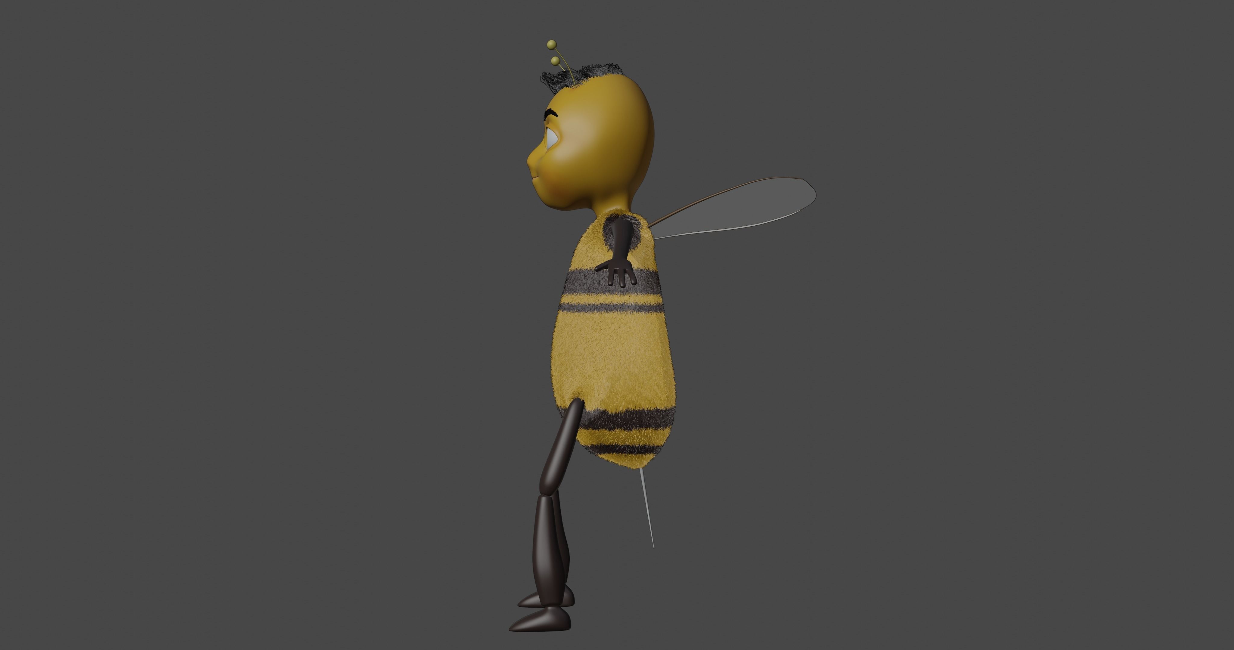 Cartoon Bee Low-poly 3D model_5