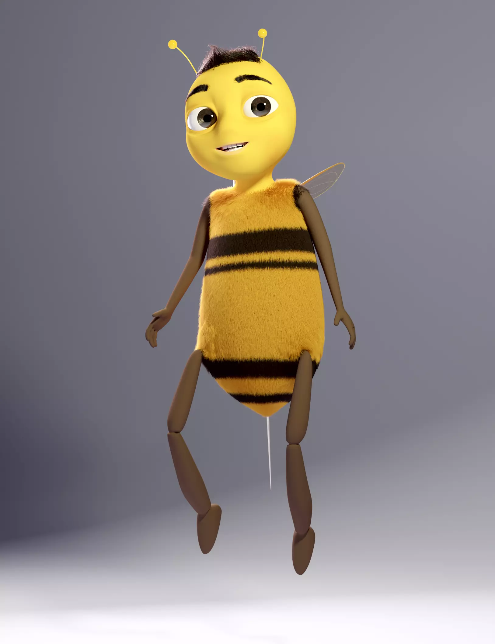 Cartoon Bee Low-poly 3D model_0